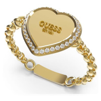 Guess Nápaditý pozlacený prsten se srdíčkem Fine Heart JUBR01429JWYG