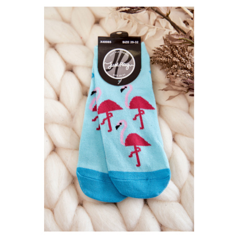 Mládežnické ponožky se vzorem Three Flamingos Světle modrá Kesi