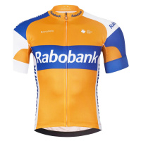 BONAVELO Cyklistický dres s krátkým rukávem - RABOBANK - oranžová/modrá