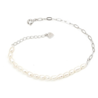 Dámský stříbrný perlový náramek 17-20 cm STNA0547F