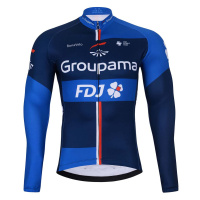 BONAVELO Cyklistický dres s dlouhým rukávem zimní - FDJ 2023 - modrá/černá