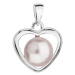 Evolution Group Stříbrný přívěsek s růžovou Swarovski perlou srdce 34246.3