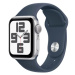 Apple Watch SE 40mm Stříbrný hliník s bouřkově modrým sportovním řemínkem - S/M