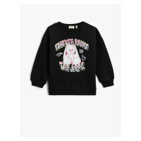 Koton Rabbit Printed Sweatshirt Long Sleeve Crew Neck Raised