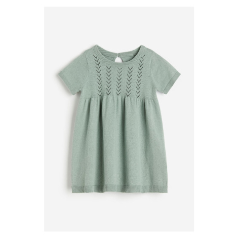 H & M - Pletené bavlněné šaty - zelená H&M