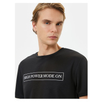 Koton Sports T-Shirt with Slogan Printed Crew Neck Short Sleeved.