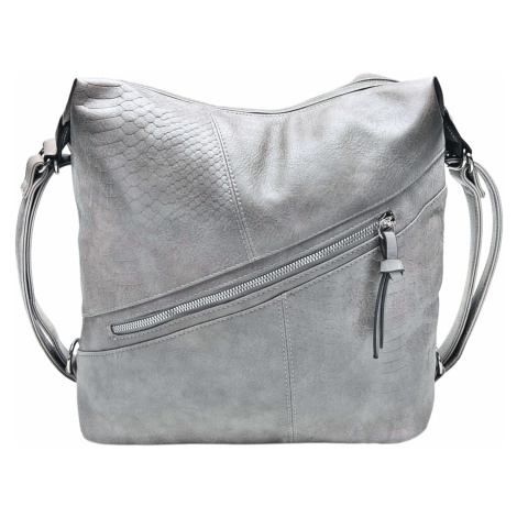 Velký světle šedý kabelko-batoh z eko kůže Nessie Tapple