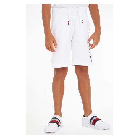 Dětské bavlněné šortky Tommy Hilfiger bílá barva, nastavitelný pas