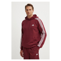 Mikina adidas Essentials pánská, vínová barva, s kapucí, s aplikací, JG5949