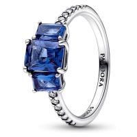 Pandora Třpytivý stříbrný prsten s modrými krystaly Timeless 192389C01 52 mm
