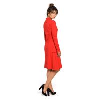 model 15096801 Trapézové šaty s žebrovaným lemováním červené - BeWear