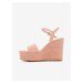 Meruňkové dámské kožené sandály na klínku ALDO Jeigh