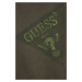 Dětská bavlněná mikina Guess zelená barva, hladká