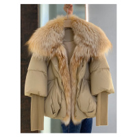 Zimná páperová bunda dámska s pravým kožúškom líška