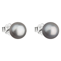 Evolution Group Stříbrné náušnice pecky s šedou říční perlou 21042.3