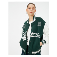 Koton Bomber Jacket Aplikace Detailní College Printed Pocket