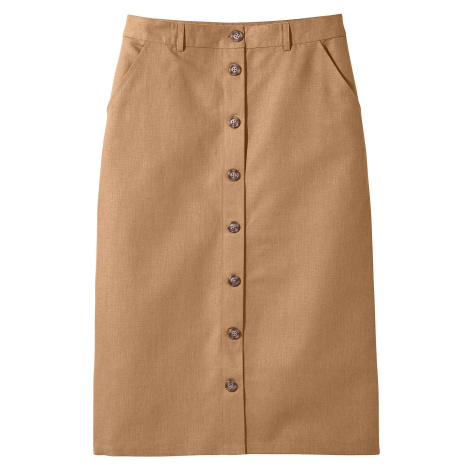 Blancheporte Rovná sukně na knoflíky karamelová