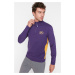 Trendyol Men's Purple Men's Regular Fit Zippered Stand-Up Collar Paneled Embroidery Sweatshirt