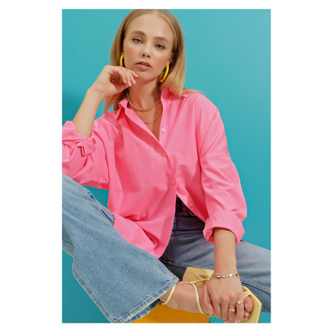 Trend Alaçatı Stili Shirt - Pink - Relaxed fit