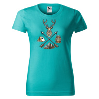 DOBRÝ TRIKO Dámské tričko s potiskem Jelen a šípy Barva: Emerald