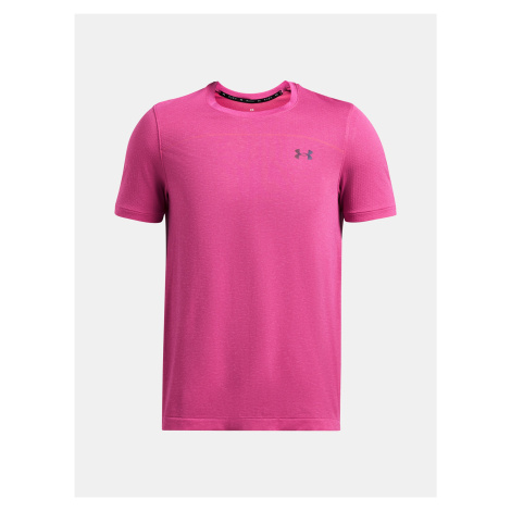 Růžové pánské tričko Under Armour UA Rush Seamless Wordmark SS