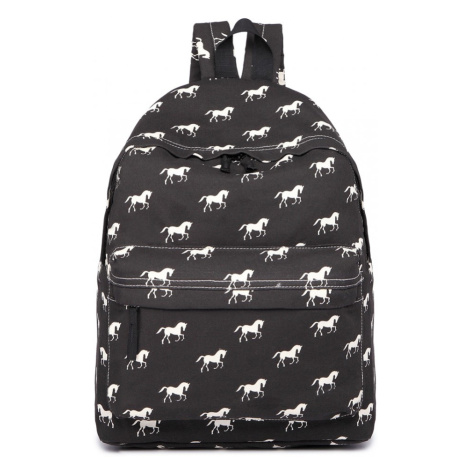 Konofactory Černý vzorovaný batoh do školy „Horses“