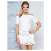 Lemonada dress decorated with carmen neckline and lace ecru frills