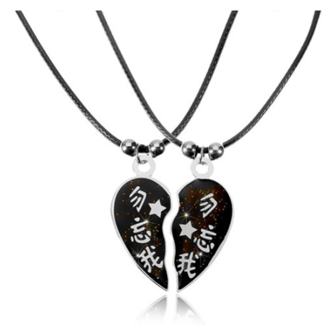 Dva náhrdelníky pro zamilované s čínskými znaky, rozdělené srdíčko Šperky eshop