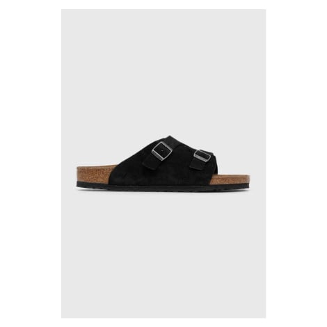 Semišové pantofle Birkenstock černá barva