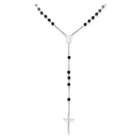 Amen Originální stříbrný náhrdelník s onyxy Rosary CROBON40