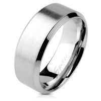 Prsten z oceli - matný proužek uprostřed, lesklé linie na okrajích, 6 mm
