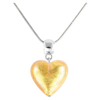 Lampglas Zářivý náhrdelník Golden Heart s 24karátovým zlatem v perle Lampglas NLH24