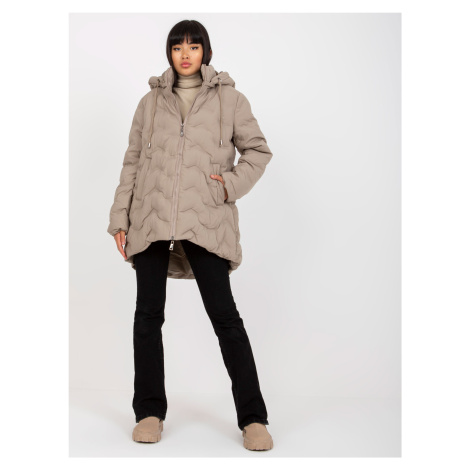 Béžová zimní bunda s kapucí Fashionhunters