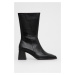 Kožené kotníkové boty Vagabond Shoemakers dámské, černá barva, na podpatku