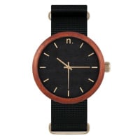 Černé dřevěné hodinky s textilním řemínkem pro pány