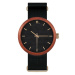 Černé dřevěné hodinky s textilním řemínkem pro pány