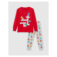 LC Waikiki Crew Neck Printed Long Sleeve Boy's Pajama Set