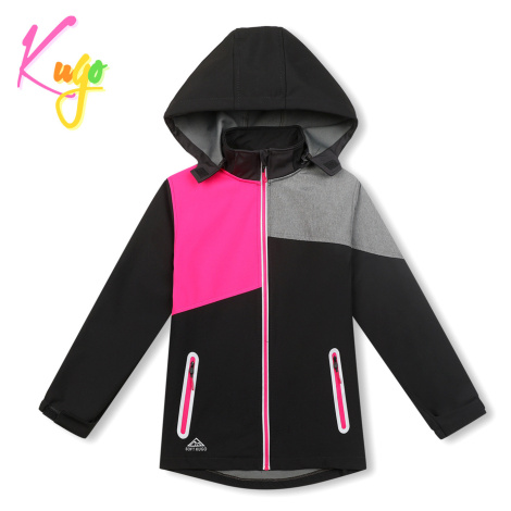 Dívčí softshellová bunda KUGO HK3125, černá / růžové zipy Barva: Černá