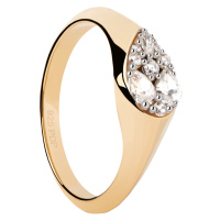 PDPAOLA Půvabný pozlacený prsten se zirkony Vanilla AN01-A51 58 mm