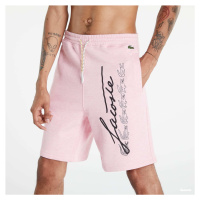 LACOSTE Signature Print Fleece Shorts Pink