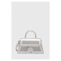 Kožená kabelka Karl Lagerfeld stříbrná barva