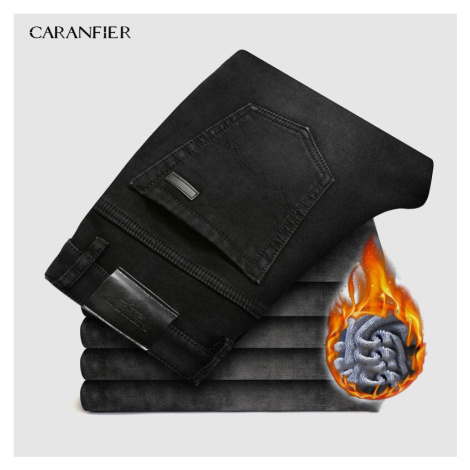 Zateplené pánské džíny Anti-theft zimní elastické z bavlny CARANFLER