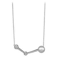 Silver Cat Stylový stříbrný náhrdelník se zirkony a perlou SC337