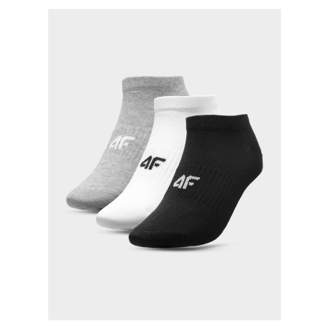 4F H4L22-SOD302 COLD LIGHT GREY MELANGE+WHITE+DEEP BLACK Ponožky EU H4L22-SOD302 GREYWHITEBLACK