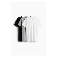 H & M - Tričko Slim Fit's výstřihem do V: balení po 3 - černá