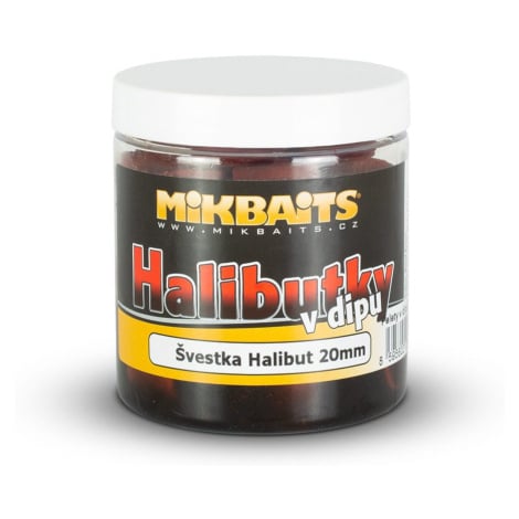 Mikbaits Halibutky v dipu 250ml - Švestka Halibut 14mm