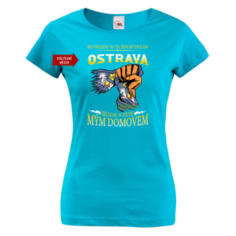 Dámské vlastenecké tričko s potiskem volitelného města BezvaTriko