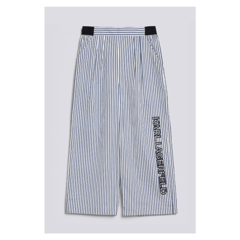 Kalhoty karl lagerfeld striped pants w/embroidery bílá