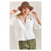 Bianco Lucci Women's Large Double Pocket Linen Shirt