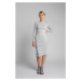 LA039 Žebrované šaty z bavlněného úpletu s nastavitelnými šňůrkami - světle šedé